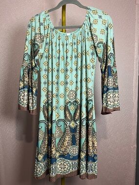 Aqua Paisley Printed Mini Dress